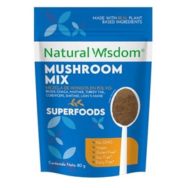 Mushroom Mix en Polvo 80g Concentración Estrés Energía | Con Hongo Melena de Leon hongo Reishi, Cordyceps, Chaga, Maitake, Shiitake y Cola de Pavo | S
