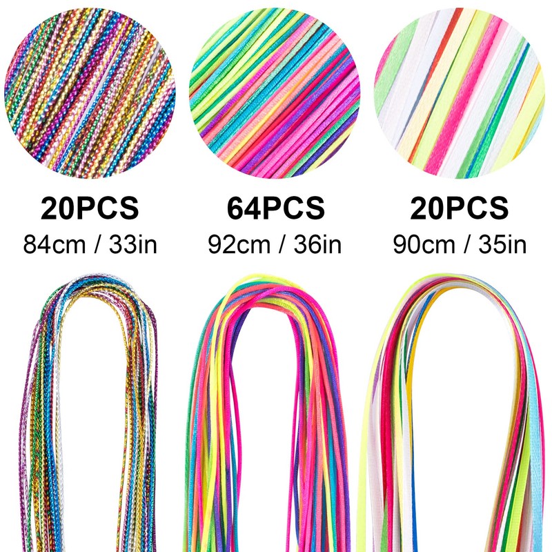 HINZIC 104pcs 4 Sets Colorful Hair Wrap String for Braids,