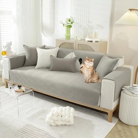 JIAN YA NA Sectional Couch Cover, Funny Chenille Fuzzy Sofa Slipcover, Anti-Slip Furniture Protector for Pets Kids, L-Shaped Sofa, 3-Cushion Couch, Loveseat, Recliner, Armrest & Backrest (1 Piece)