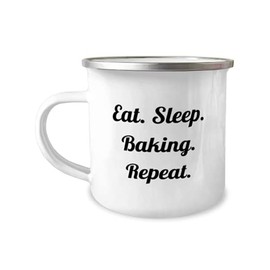 Mother's Day Unique Gifts for Bakers, Funny Eat Sleep Baking Repeat Camper Mug, Thoughtful Gifts from Friends, Gifts for Women