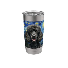 Black Poodle Tumbler Starry Night Water Bottle Travel Stainless Steel Insulated Tumbler
