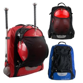 IBEIKER Baseball Backpack for Adult and Youth,Large Capacity Bat Bag,For all bats and equipment,T-Ball & Softball Equipment & Gear, Large Main Compartment for Helmet & accessories (red)