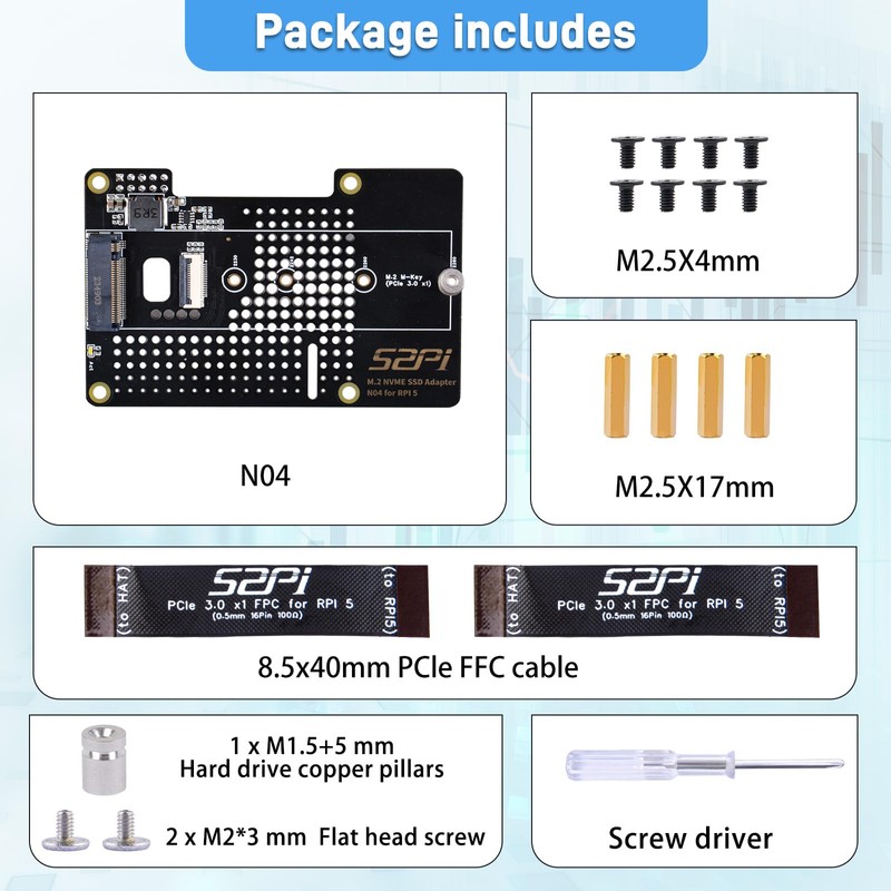 GeeekPi N04 M.2 M-Key NVMe SSD Shield for Raspberry Pi