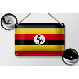 FEMER Tin Sign Uganda Flag 18 x 12 cm Flag of Uganda Vintage Decoration