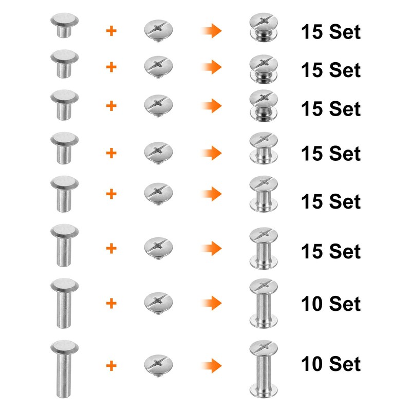 sourcing map 110 Sets Chicago Screw Rivets Metal Phillips Head
