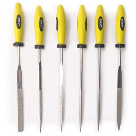 Oudtinx Diamond Needle File Set (6 Piece Set) Includes Flat, Flat Warding, Square, Triangular, Round, and Half-Round File 3x150mm