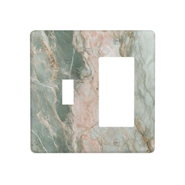 Lolreai Light Switch Cover Green Abstract Marble Modern Luxury 2 Gang Toggle Rocker Combo Socket Cover Wall Plates Decorative Switch Plates and Outlet Covers for Bathroom Home Decor