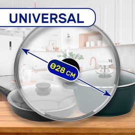 Glass Pan Lid with Athermal Knob Stainless Steel Rim Ø 28 cm for Pots and Pan - MONTERAL