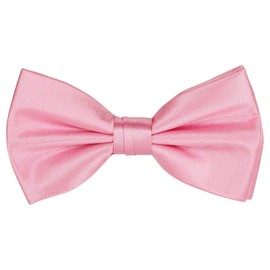 WedDecor Classy Pretied Adjustable Bow Tie Satin Butterfly Neck Stylish Bowtie Solid Colour Tuxedo Men Women Kids Formal Casual Fashion Accessory, Baby Pink