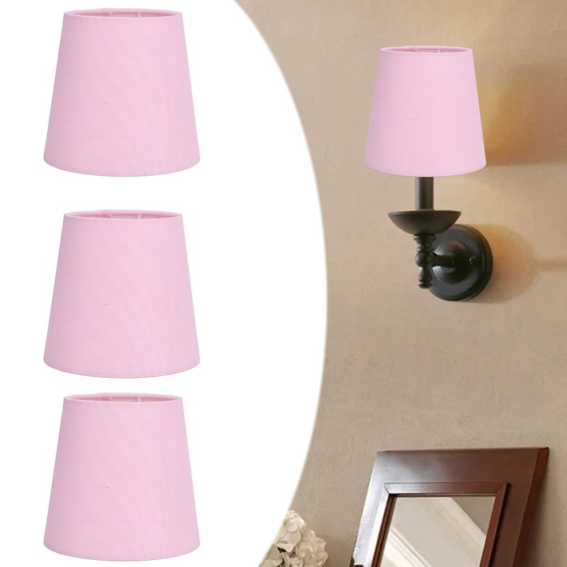 3PCS E14 Lampshade Fabric Ceiling Lamp Shade Exquisite Pink Wall