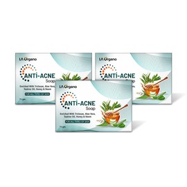 LA Organo Anti Acne Soap For Remove Acne, Blemishes, Scars, Pimples, Dark Spots for All Skin (Pack of 3)