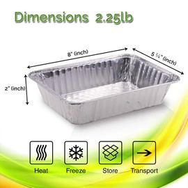 Diplastible Disposable Aluminum Pans with Lids | 10 pack 1-Dinner Portion Pan Oblong Cookware Pans Best Use for Baking, Meal Preparations, Cooking, Roasting, Grilling, Toasting | With Foil Lids