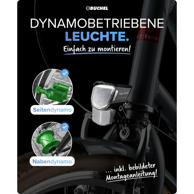 Büchel LED headlight "Tour", 45 Lux, with parking light, road