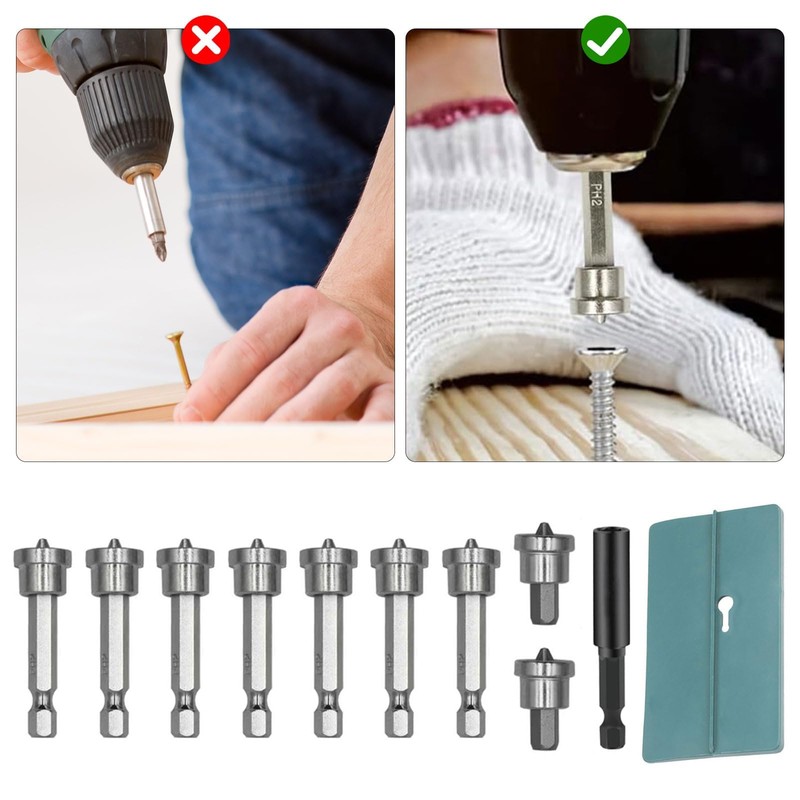 CLKE 10Pcs Drywall Screw Depth Setter PH2, 1/4 Inch Hex