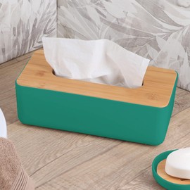 Green Tissue Box Cover Padang with Bamboo Top - Elegant Design for Home and Office - Enhance Décor and Organization
