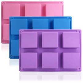 3 Packs 6 Cavidades Silicona Molde Pastel (Morado, Azul, Rosa), DaKuan Molde Pastel, Cubitera, Molde Jabón