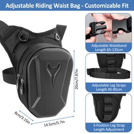 Vylyciy Motorcycle Leg Bag for Men Women Thigh Bag with 2 Carabiners, Sports Leg Bag, Motorcycle Belt Bag, Waterproof for Running, Cycling, Motorcycling, Fishing