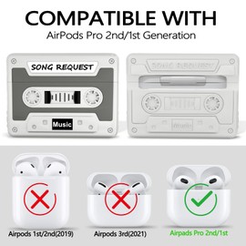 ORATYFAN - Funda para AirPod Pro de 2ª/1ª generación, diseño de cinta, funda protectora de silicona suave a prueba de golpes con cordón para AirPods Pro 2 y 1 funda para hombres y mujeres (gris)