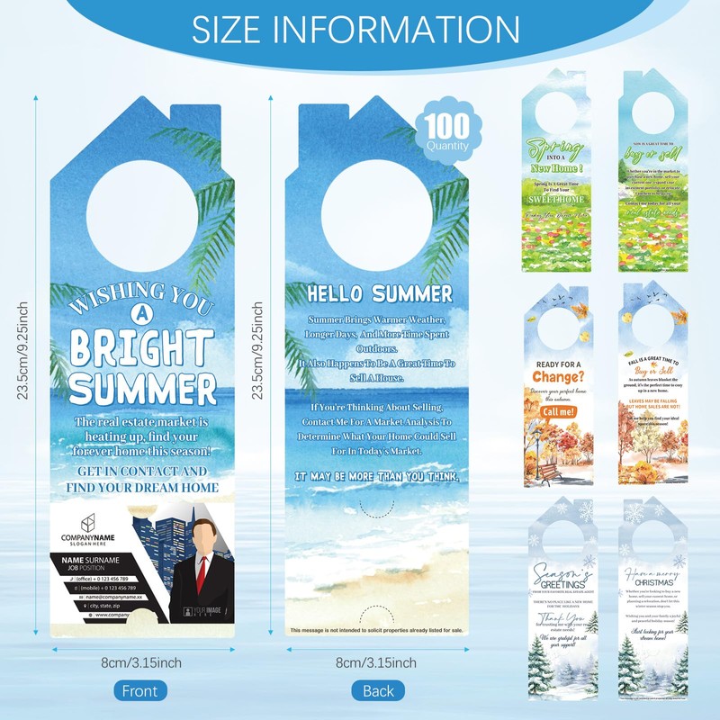 100 Pcs Real Estate Door Hangers, 3.15 x 9.25 Inch,