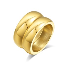 Joo&Rind Women's rings, wide ring, ladies, stainless steel rings, gold, waterproof, friendship rings and partner rings, fashion jewellery, gift for women, Stainless Steel, No Gemstone