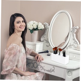 Ipetboom 3grids Slots Makeup Brush Holder Delicate Storage Box for Cosmetics Black Makeup Organizer Capacity Tidy Desktop for Use