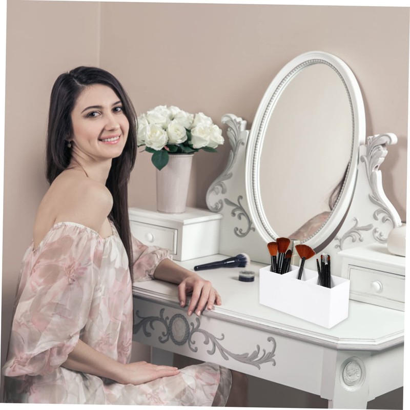 Ipetboom 3grids Slots Makeup Brush Holder Delicate Storage Box for
