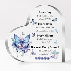 Acrylic Plaques Christian Gifts for Women Girls Bible Verses Home Office Desk Signs Inspirational Birthday Friend Sister Graduation Religious Christmas Keepsakes Every Day God Thinks of You