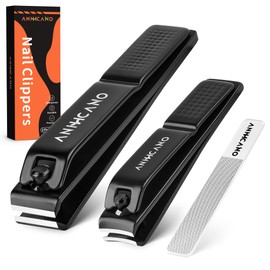 Nail Clippers with Glass Nail File, ANIHCANO Ultra Sharp Nail Clipper Set, Professional Fingernail & Toenail Clippers Nail Cutter for Men and Women (Black)