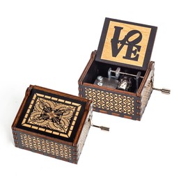 You are My Sunshine Wood Music Box, Antique Wooden Engraved Musical Boxes Case for Love, Gifts for Lover, Boyfriend, Girlfriend, Husband, Wife on Birthday/Christmas/Valentine's Day (Black-Love)