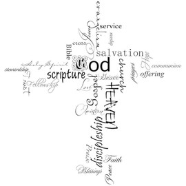 CafePress Christian Cross Word Collage 10" Wall Clock for Livingroom, Kitchen, or Office