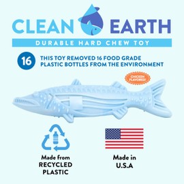Spunky pup Clean Earth Heavy Duty Dog Chew Toys for Aggressive Chewers - Recycled, Made in USA, Barracuda