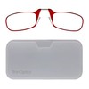 ThinOptics Universal Pod Rectangular Reading Glasses, Red Frames/White Case, 2