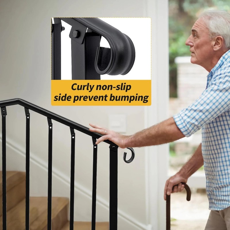 LMYYGOO Steps Wrought Iron Handrail Stair Railing ，2 to 3