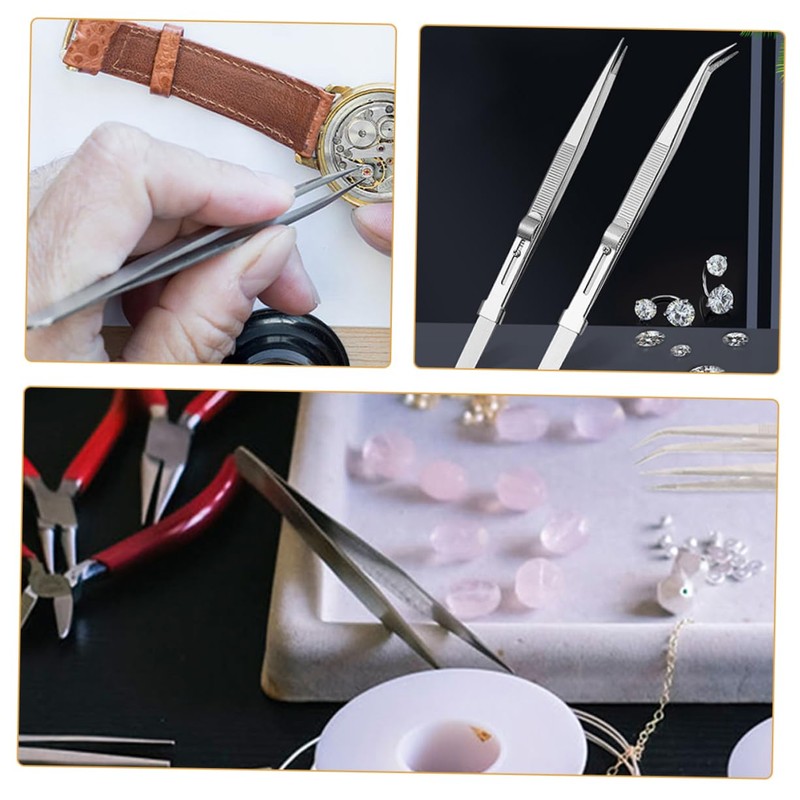 Operitacx Stainless Steel Jewelry Making Tweezers Static Precision Clip Ergonomic