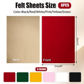 Biaungdo 6 Pcs Self Adhesive Felt Sheets, 6 Colors Felt Sheet with Adhesive Backing, 8 x 12 Inch Felts Fabric Peel and Stick Felts Liners for Arts Crafts Drawer Jewelry Box(A4 Size)