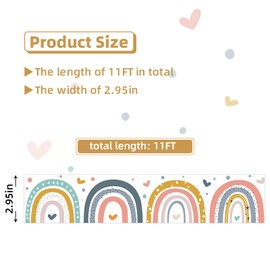 36ft Rainbow Bulletin Board Borders Scalloped Boho Bulletin Board Trim for School Office Classroom Decorations