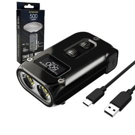 Nitecore TINI-2 SS Stainless Steel Dual-Core Rechargeable LED Keychain Light - 500 Lumens w/FREE Eco Sensa Type C USB Cable
