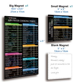 Air Fryer Magnetic Cheat Sheet Set - Quick Reference Guide for Cooking & Frying | Air Fryer Accessories with Cook Times | Essential Magnet Sheet (2 Sets)