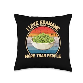 Vintage I Love Edamame More Than People Edamame Food Lover Throw Pillow