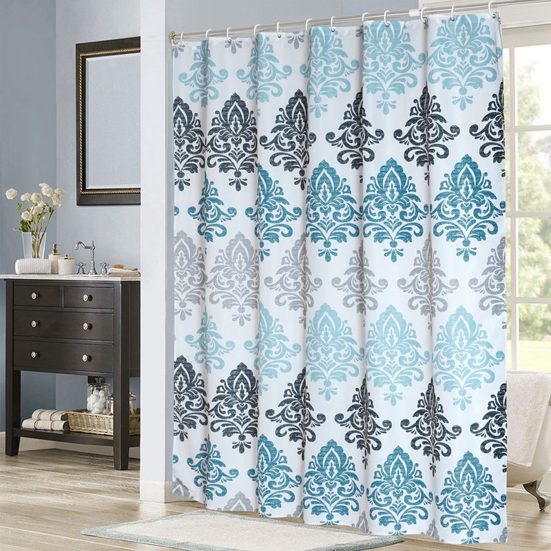 Polyester Striped Painting Shower Bath Curtain Waterproof Bathroom Curtain (S)