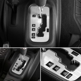 Trim Gear Frame Cover Gear Shift Box Cover for Jeep Wrangler 2012-2018 JK JKU Sport Sahara Freedom Rubicon Unlimited Gear Shift Panel Cover Trim Interior Decoration Accessories Aluminum (Silver)
