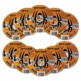 Spyder 4.5" Ceramic Abrasive Cut Off Wheels (10 Pack), 7/8" Arbor Type 1 Disk for Angle Grinders, 0.045" Thickness, Fast and Straight Cutting on Mild and Stainless Steel, Cast Iron and More (21105-10)