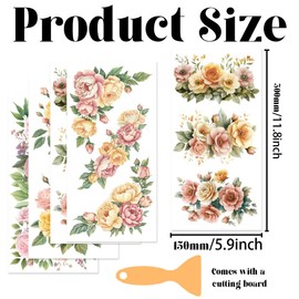 beinkmake 4 Sheets Vintage Blooming Flower Rub on Transfers for Crafts and Furniture 12×6inch Peony Silver Lotu Daisy Furniture Transfer Stickers for Wood Furnitures Cabinet Dressers Home Decor