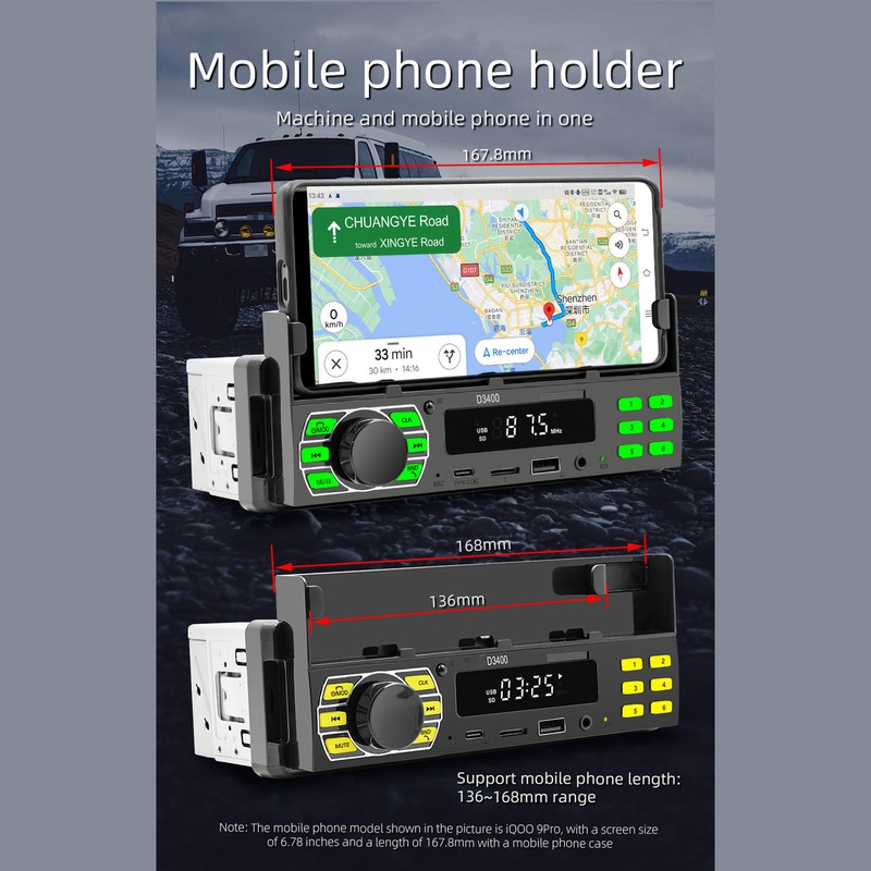 Car MP3 Player Single DIN Car Bluetooth Radio Stereo With