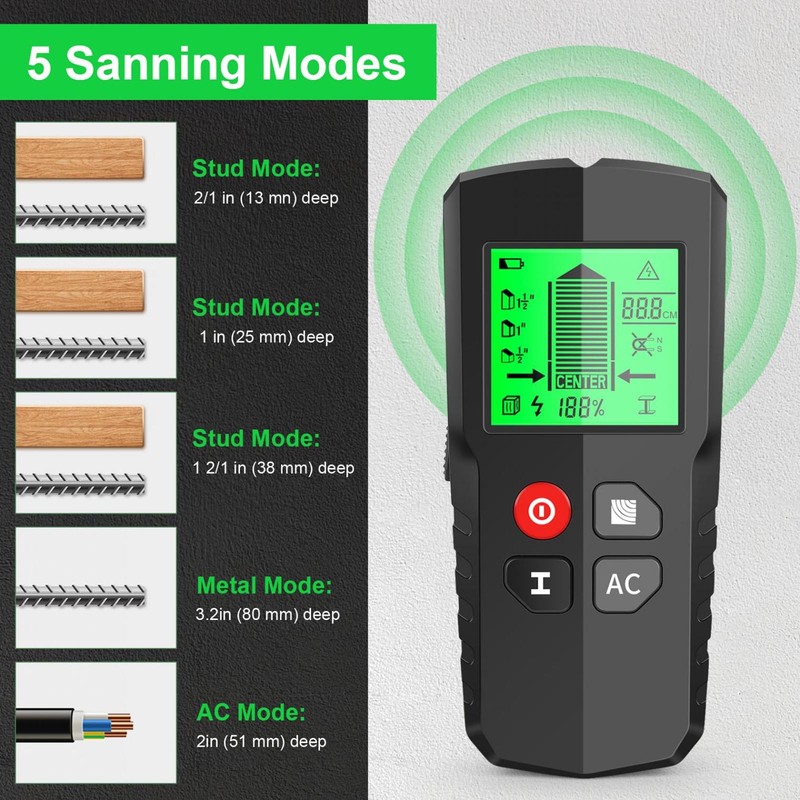 Stud Finder 5 in 1 Tool LCD Display Wall Scanner