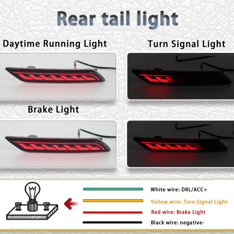 LED Rear Bumper Reflectors Fog Brake Tail Light Lamps Compatible