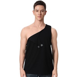 Post-Surgery Magnetic Button Shirt for Men – Sleeveless Recovery Tank Top with Full Magnetic Closures on Shoulders & Sides Black