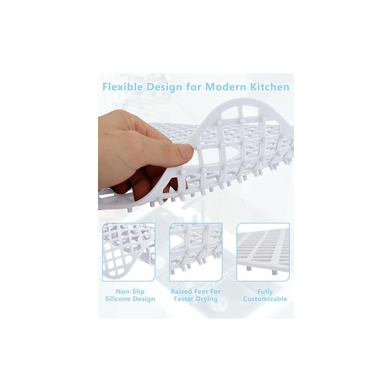 2 Pack Silicone Sink Protector for Kitchen Sink, Trellis Pattern