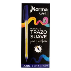 Norma Caja 12 Bolígrafos De Gel Norma 0.7 Color A Tinta Azul Exterior Azul