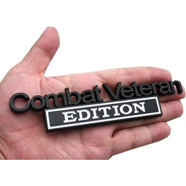 2PCS Combat Veteran Edition Emblems 3D Raised Decals Exterior Truck Stickers Replacement for F150 F250 F350 Chevy Silverado 1500 2500 (White)